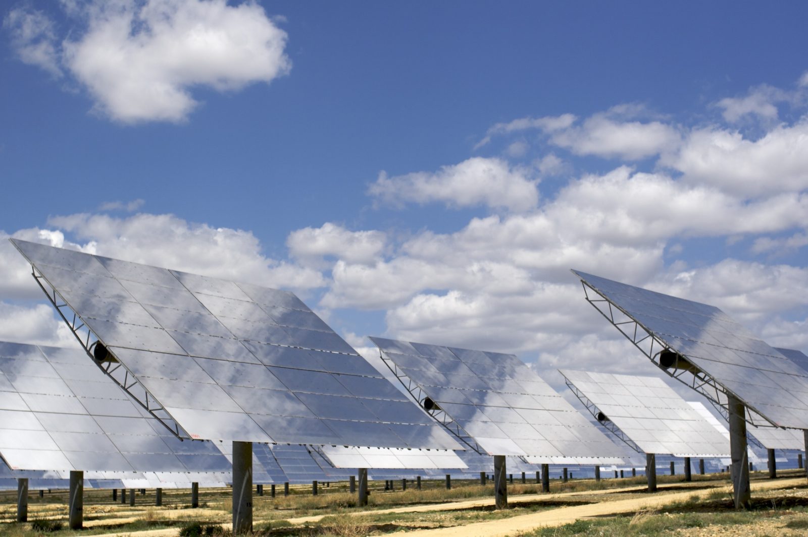 Solar panels in a field