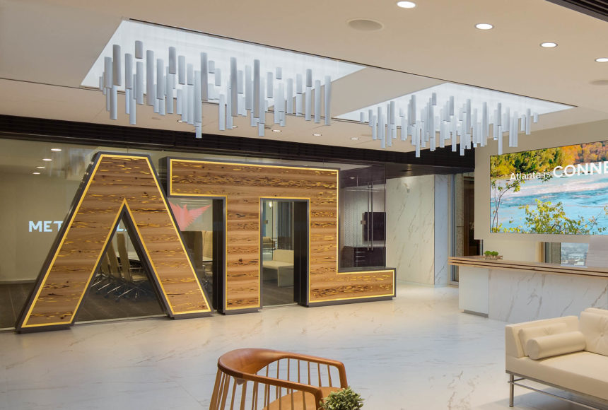 Alluvia® acoustical system installed above ATL Lobby