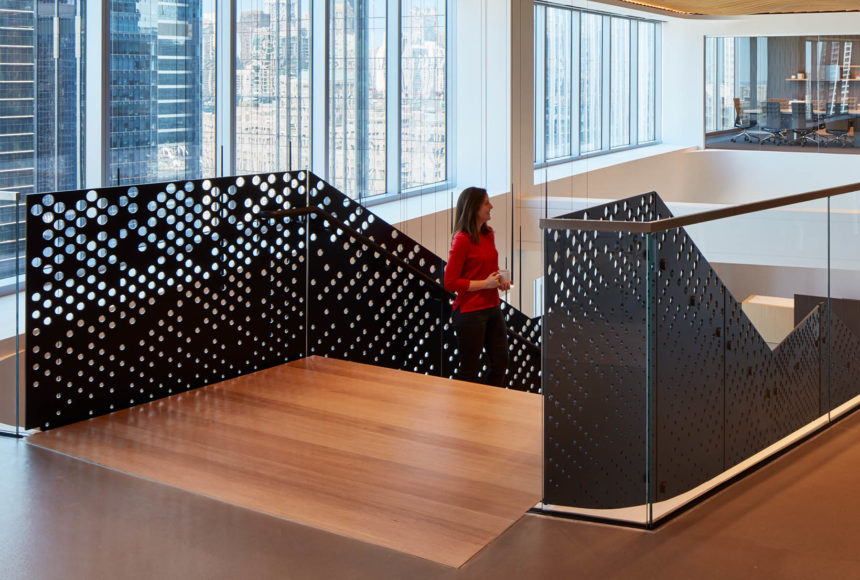 Arktura Graphic Perf® Scripted stair railing for mead johnson