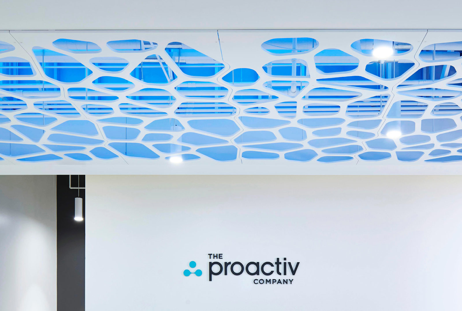 Arktura Solution Studio illuminated, perforated ceiling in Guthy Renker