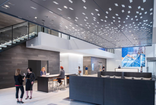 Arktura Solution Studio perforated ceiling panel in Koin Lobby