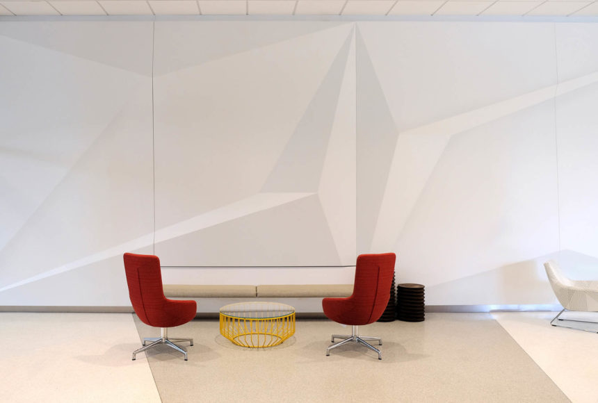 feature wall ideas Arktura Solution Studio faceted wall for Norfolk Southern