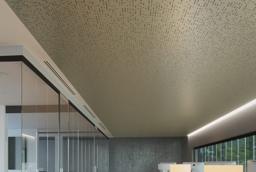 Close up of Arktura Vapor® Syntax installed in office.