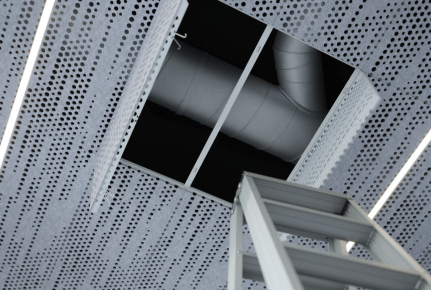 VaporSoft Trail view towards ceiling, showing easy access of infrastructure