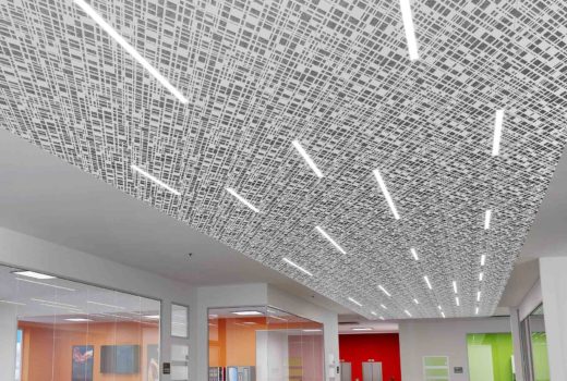 Trace® Slant with Soft Sound® backers and Arktura's InLine Integrated Lighting Close-up