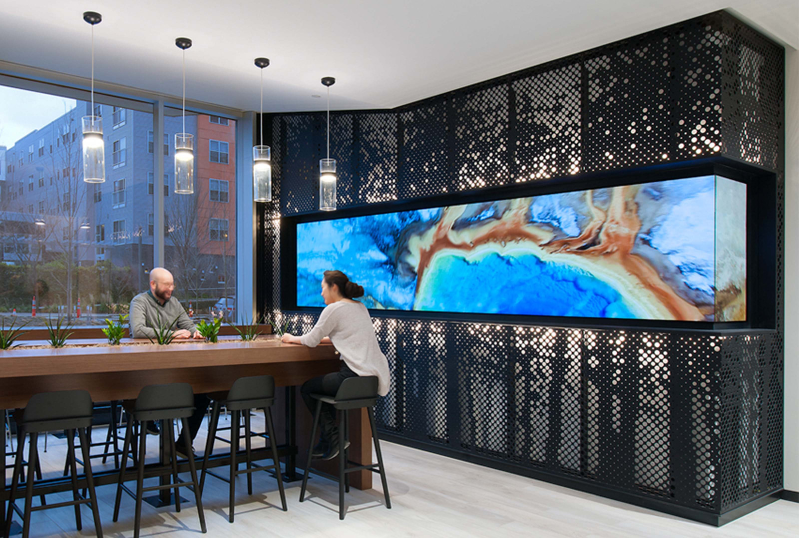 Arktura Vapor Graphic Perf backlit wall panels