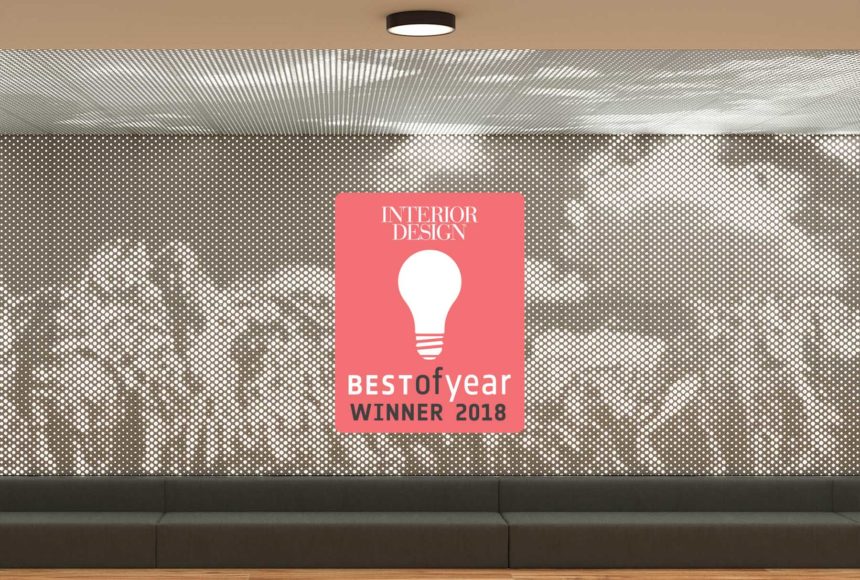 Interior Design Winner Badge over Vapor Graphic Perf