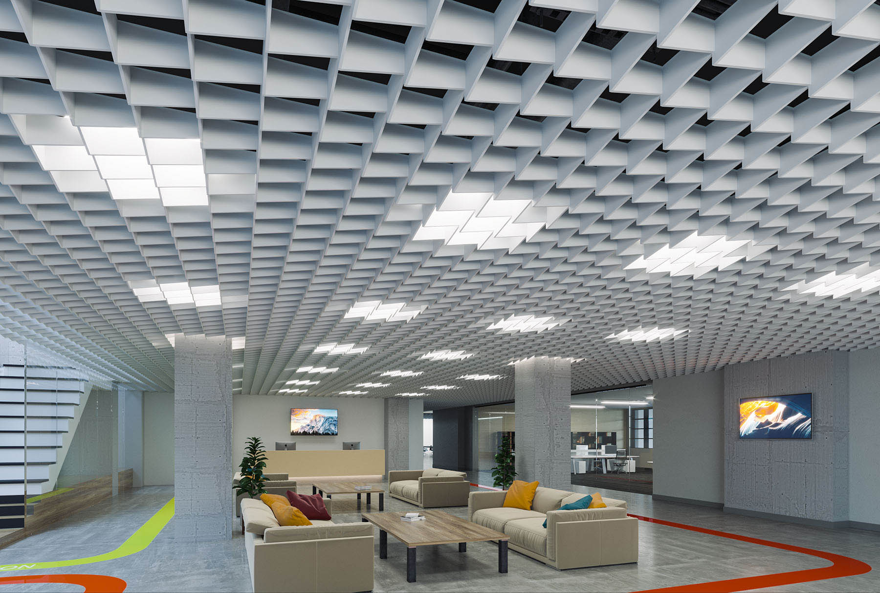 Three New Softgrid Acoustic Ceiling Baffle Designs For