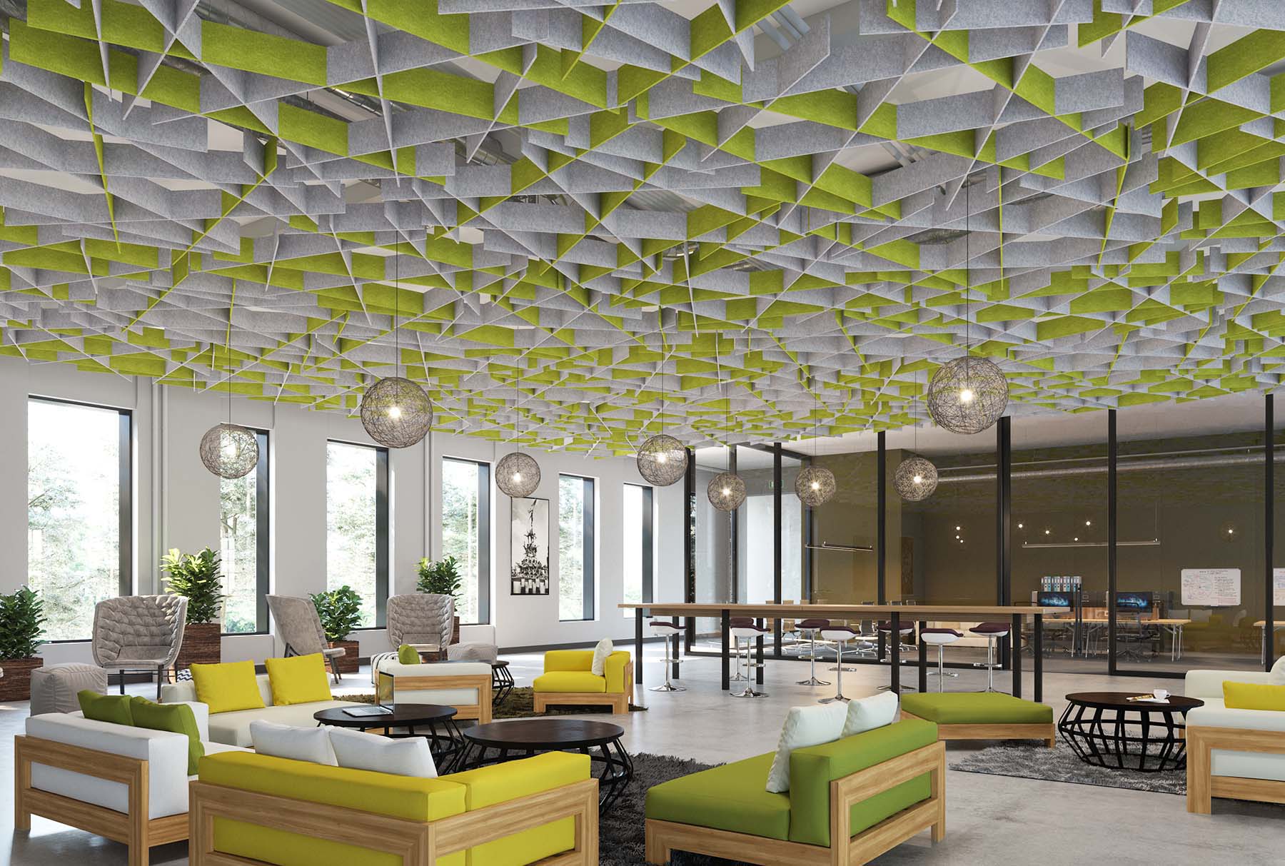 Three New Softgrid Acoustic Ceiling Baffle Designs For